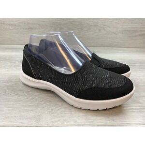 Clarks Cloudsteppers Women's Black Knit Slip On 6 W Comfort Casual Shoes